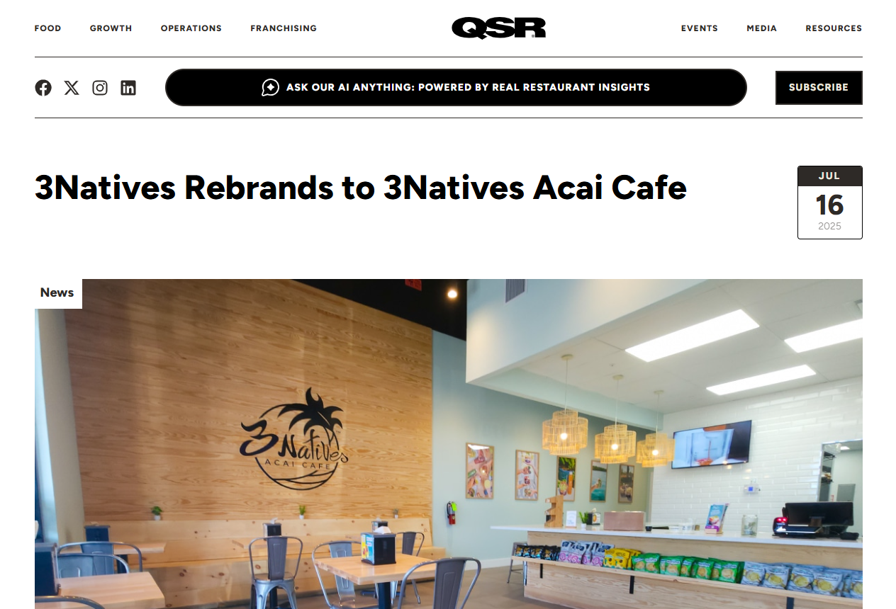 3Natives Rebrands to 3Natives Acai Cafe