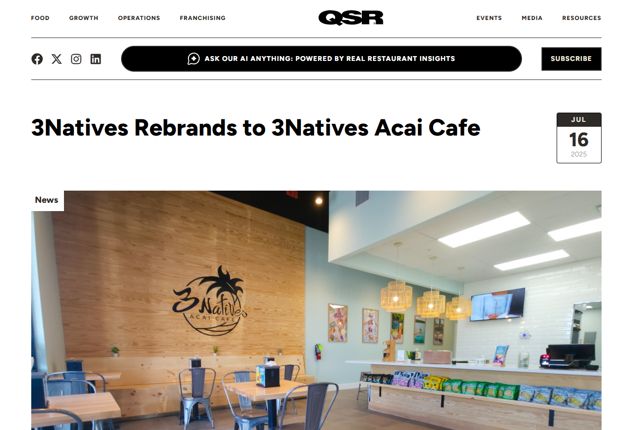 3Natives Rebrands to 3Natives Acai Cafe