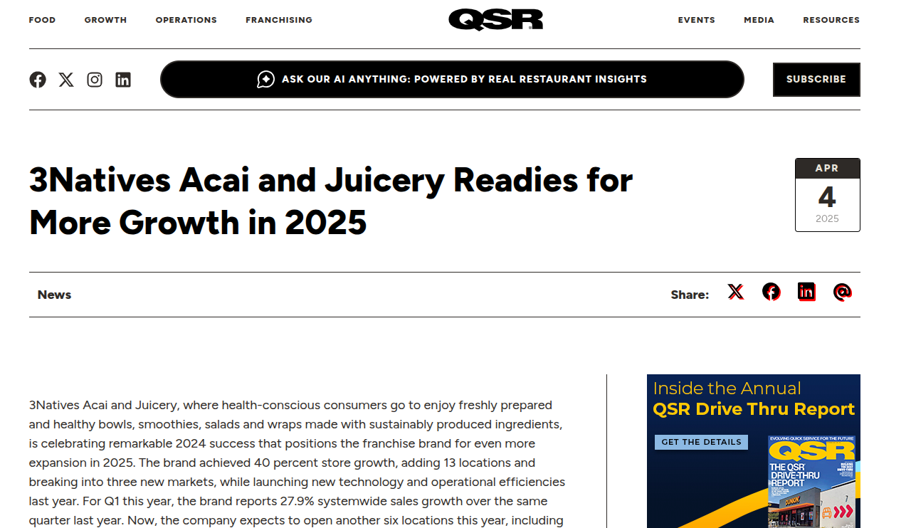 3Natives Acai and Juicery Readies for More Growth in 2025